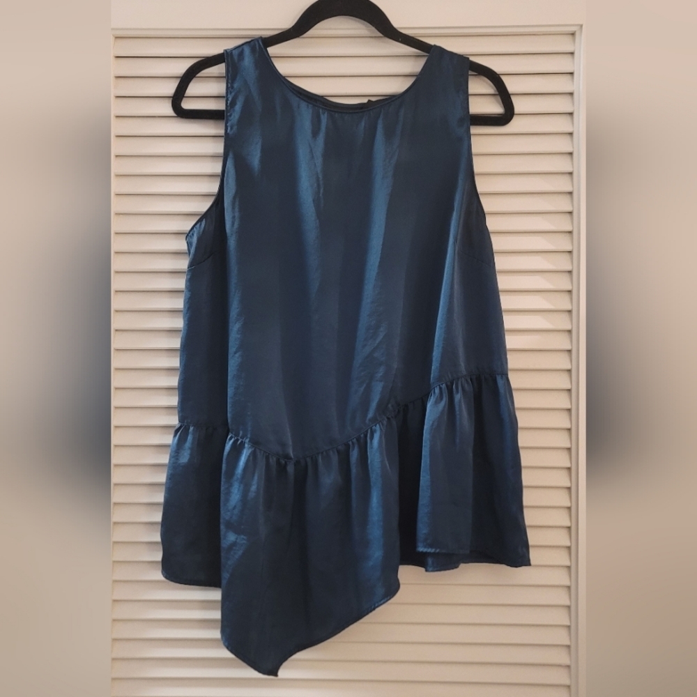 Halogen - (Plus-Size) Dark Teal Asymmetrical Sleeveless Lightweight Top